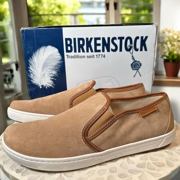 BIRKENSTOCK Skye Leather Suede Sand Unisex Slip-On Sneaker - Picture 3 of 10